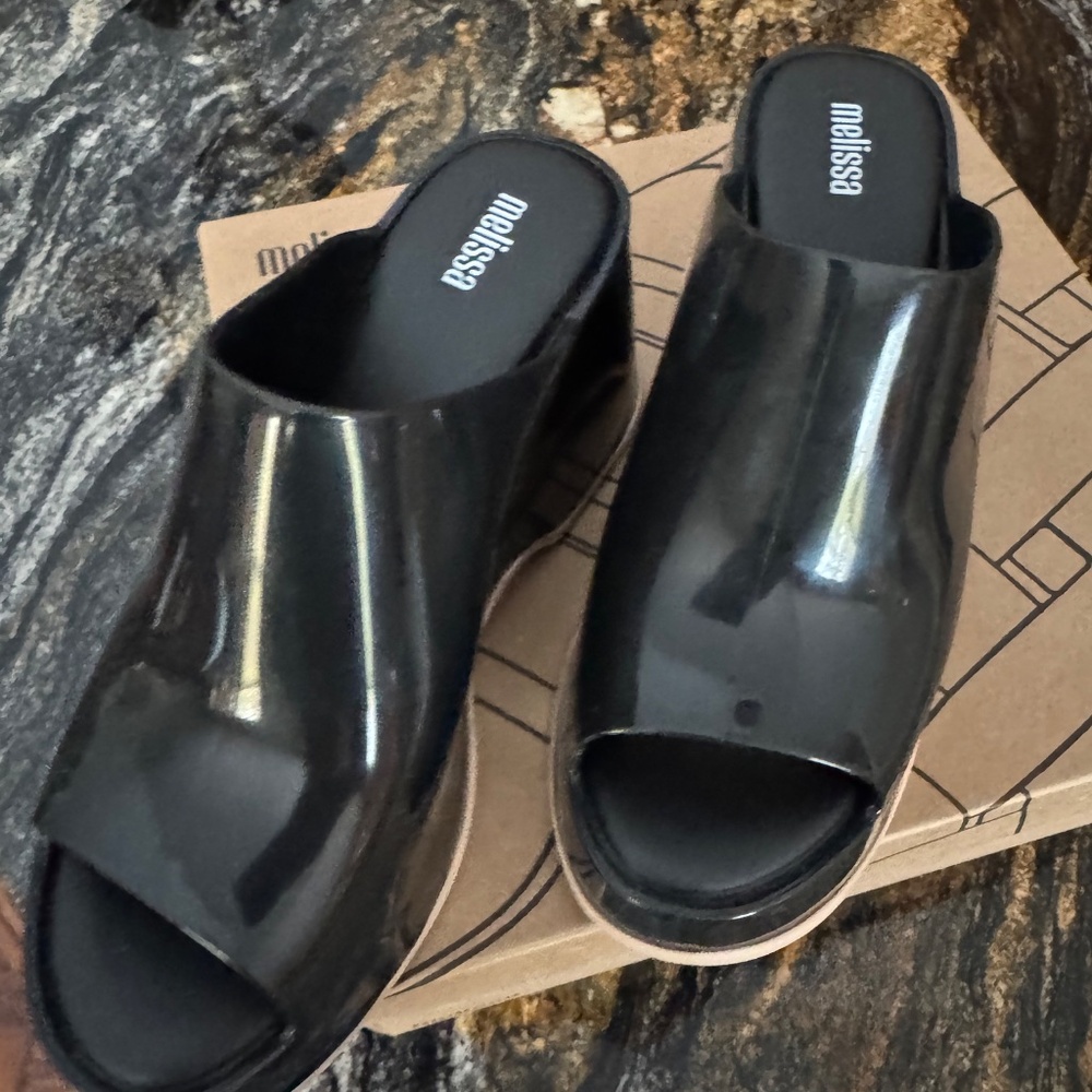 Melissa Platform Mules Black Patent vegan - Picture 2 of 11